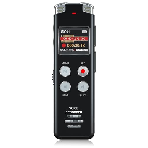 16GB Digital Voice Recorder with Voice Activated Recording and Playback - EVISTR L157 USB Rechargeable Dictaphone | Dictation Machine with MP3 Player von EVISTR