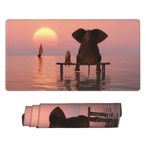 EVIUS Großes Mauspad mit Elefant und Hund sitzen in der Mitte des Meeres, Gaming-Mauspad, Größe XL, 75 x 40 cm, lustige Drucke, Schreibtisch-Mauspad für Arbeit und Gaming EVIUS Großes Mauspad mit Elefant und Hund sitzen in der Mitte des Meeres, Gaming-Mauspad, Größe XL, 75 x 40 cm, lustige Drucke, Schreibtisch-Mauspad für Arbeit und Gaming von EVIUS