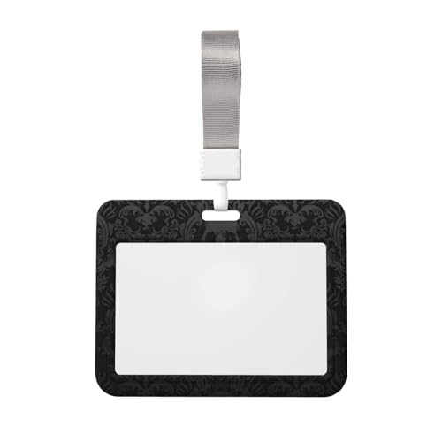 Gothic-Tapeten-Totenkopf-Kartenhalter – stilvoller Ausweishalter mit Umhängeband für Männer und Frauen, Ausweishalter für Büroangestellte, ABS-Material (horizontal 8 cm x 10 cm). von EVIUS