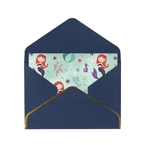 Schöne Meerjungfrau Neujahrsgrußkarten Perlpapier Grußkarten mit Umschlag Grußkarten für Weihnachten, Halloween, Erntedankfest, Geburtstage. von EVIUS