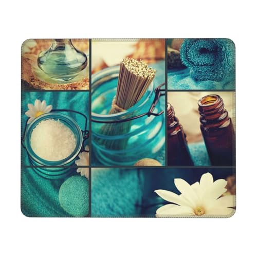 Spa Village of Floral Water Bath Salt Candles Cute Mouse Pad, Square Mouse Pad, Smooth Premium Textured Mouse Pad, Stitched Edges,Smooth Texture,Modern Abstract Computer Mouse Pad For Office And Spa Village of Floral Water Bath Salt Candles Cute Mouse Pad, Square Mouse Pad, Smooth Premium Textured Mouse Pad, Stitched Edges,Smooth Texture,Modern Abstract Computer Mouse Pad For Office And von EVIUS
