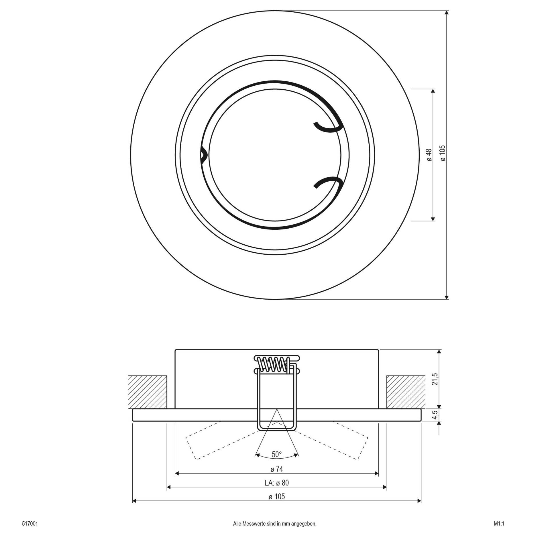 EVN Halogen-Einbauleuchte plan 517001 schwenkbar weiß DA80 D105mm ohne Fassung EVN Halogen-Einbauleuchte plan 517001 schwenkbar weiß DA80 D105mm ohne Fassung von EVN-Lichttechnik GmbH