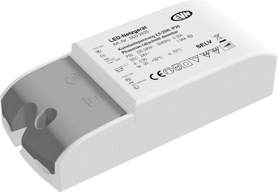 EVN LED-Netzgerät 24V/DC IP20 SLD2425 2,5-25W dimmbar Phase 122x52x30m EVN LED-Netzgerät 24V/DC IP20 SLD2425 2,5-25W dimmbar Phase 122x52x30m von EVN-Lichttechnik GmbH