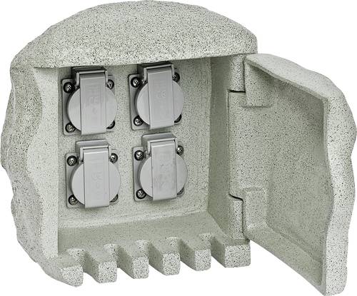 EVN 230418 Gartensteckdose 4fach Granit-Grau (matt) Steinoptik von EVN