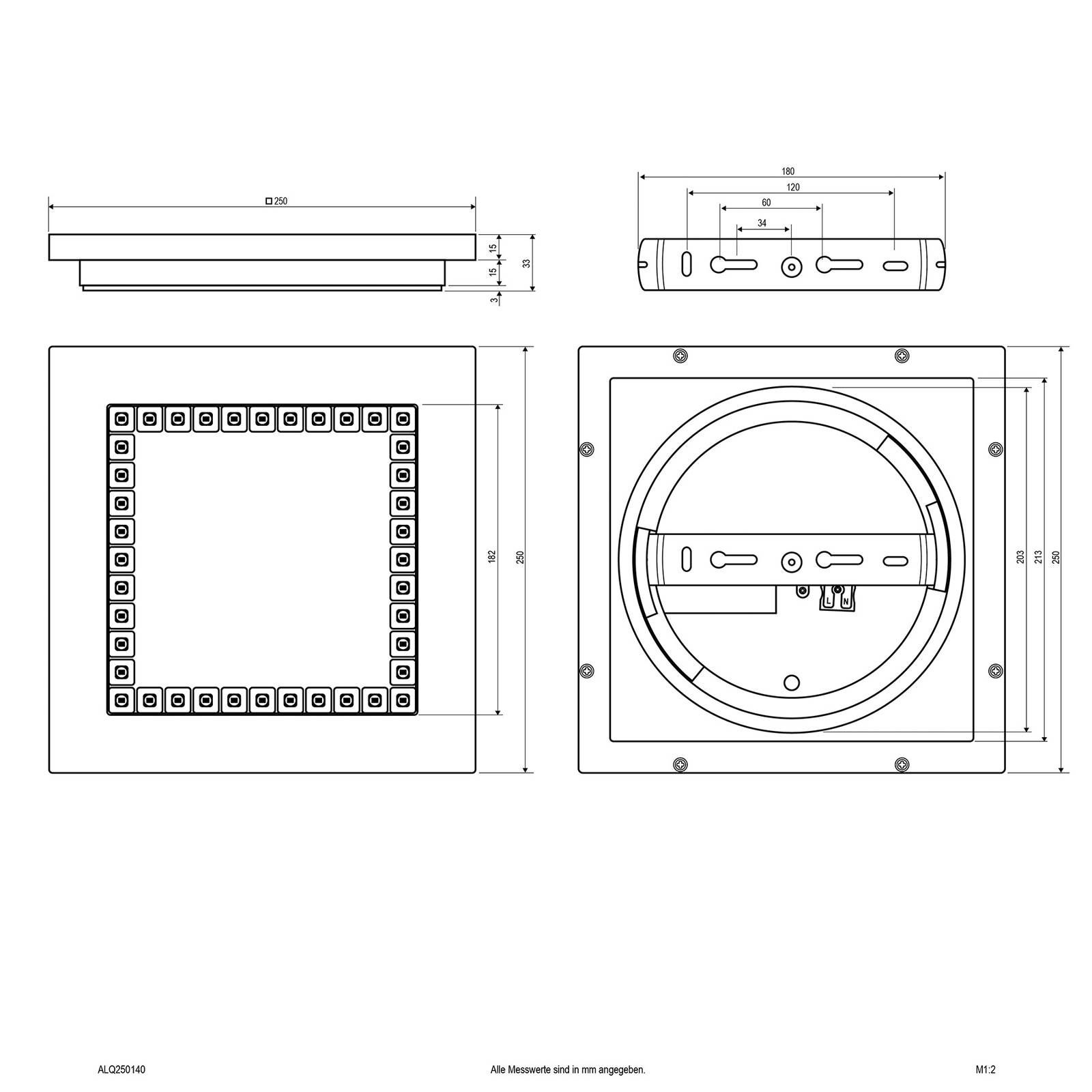 EVN ALQ LED-Panel weiß 12W 25x25cm 4.000K von EVN