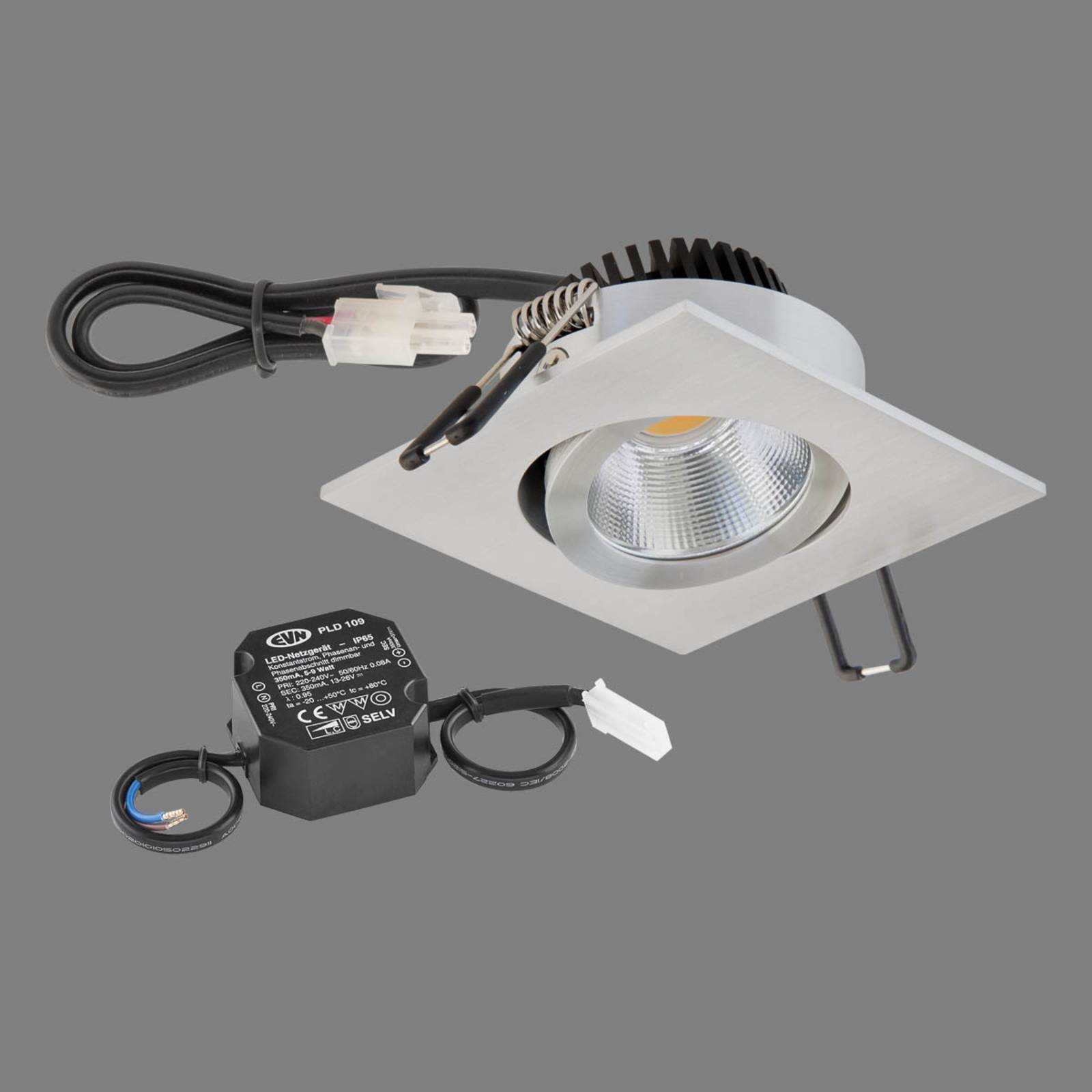 EVN PC20 Einbau eckig Phasendimmer 3000K aluminium EVN PC20 Einbau eckig Phasendimmer 3000K aluminium von EVN