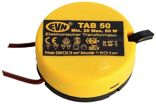 EVN TAB 50 Halogen Transformator 12V 20 - 50W dimmbar mit Phasenanschnittdimmer von EVN