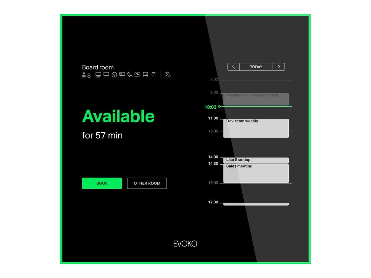 Evoko Naso Raummanager digitales Türschild 8 Zoll (20,32 cm) von EVOKO