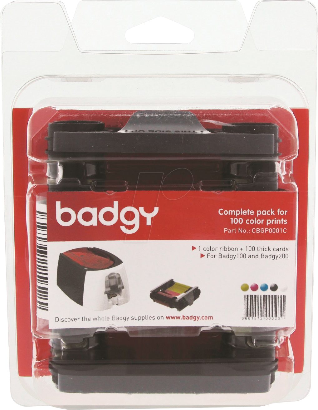 BADGY CBGP0001C - Farbbandkassette & PVC-Karten für Badgy 100 / 200 von EVOLIS
