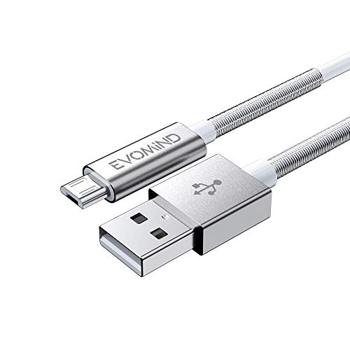 EVOMIND Micro USB Kabel 1M Schnellladekabel und Datenkabel für Samsung Galaxy S7/6/ A10/ J, Xiaomi Redmi 9c/6a/ Note 6 Pro, PS4/Xbox One Controller, und Andere MicroUSB-Geräte - 1M Weiß von EVOMIND