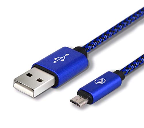 EVOMIND Micro USB Kabel in geflochtenes Nylon 2M Schnellladekabel und Datenkabel für Samsung Galaxy S7/6/ A10/ J, Xiao Redmi 9c/6a, PS4/Xbox One Controller, und andere MicroUSB-Geräte - 2M Blau von EVOMIND