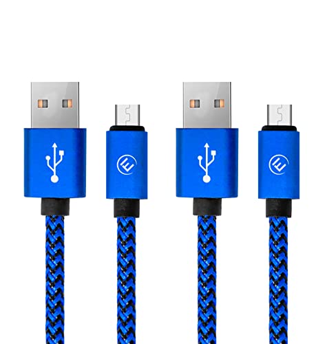 EVOMIND MicroUSB Kabel in geflochtenes Nylon [2x2M] Schnellladekabel und Datenkabel fur Samsung Galaxy S7/6/ A10/ J, Xiaomi Redmi 9c/6a, PS4/Xbox One Controller, und andere MicroUSB-Gerate - 2x2M Blau von EVOMIND