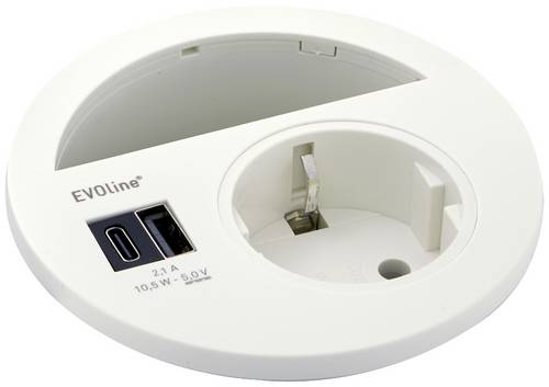 EVOline 1592 7300 7400 Tischsteckdose Weiß Schutzkontakt von EVOline