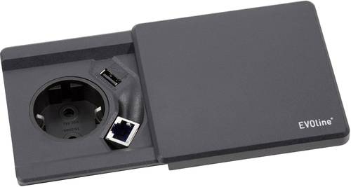 EVOline 159270000100 Einbau-Steckdose mit USB, mit Cat6 Buchse Schwarz von EVOline