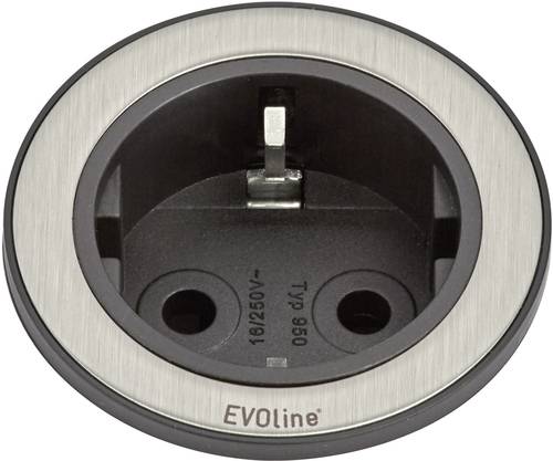 EVOline 159280001100 Einbau-Steckdosenleiste 1fach Edelstahl, Schwarz 1St. von EVOline