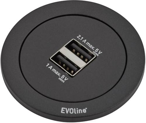 EVOline 159280001200 Tischsteckdose 2fach Schwarz 1St. von EVOline