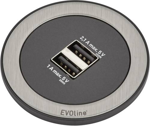 EVOline 159280001400 Tischsteckdose 2fach Schwarz, Edelstahl 1St. von EVOline