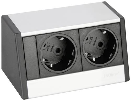 EVOline 1598 0001 5500 Tischsteckdose Schwarz, Silber ohne Stecker von EVOline