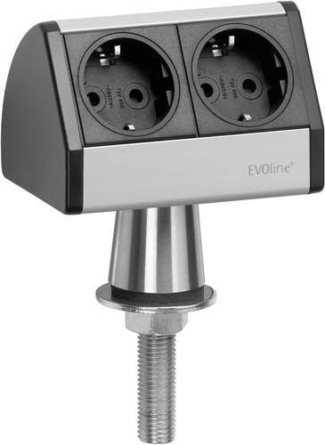 EVOline 93022055 Steckdosenleiste 2fach Schwarz, Silber ohne Stecker 1St. von EVOline