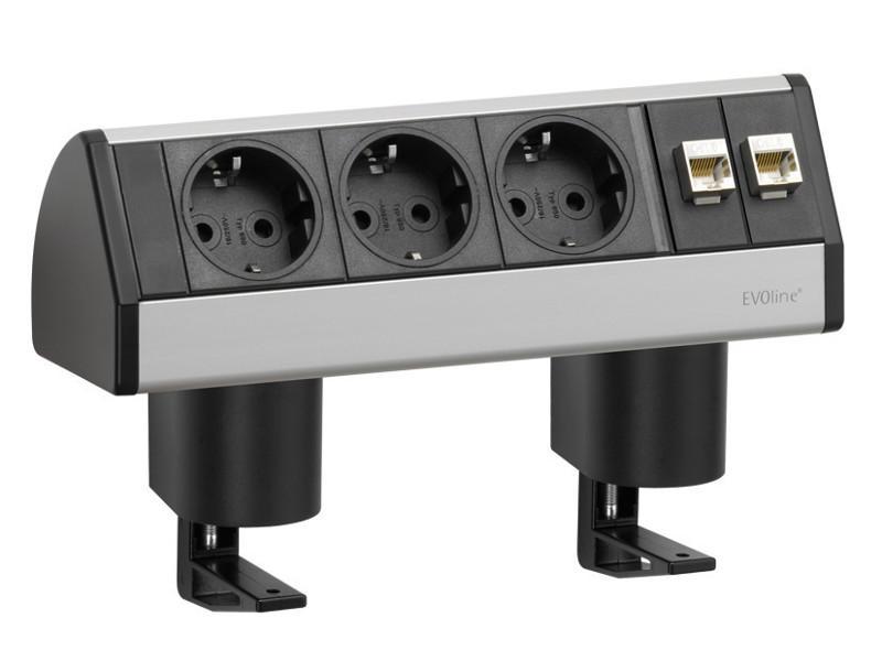 EVOline Dock DATAt SMALL Tischanschlussfeld 3-fach Steckdose mit Zwinge, silber EVOline Dock DATAt SMALL Tischanschlussfeld 3-fach Steckdose mit Zwinge, silber von EVOline
