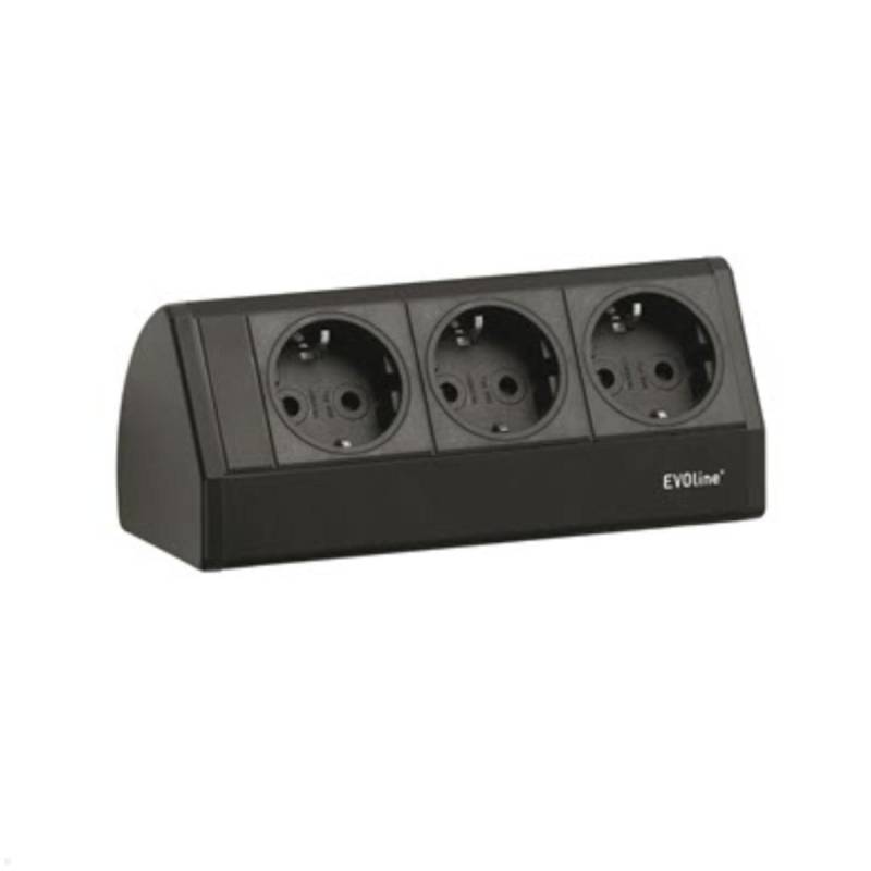 EVOline Dock small 3-fach Steckdose ohne Zwinge, schwarz von EVOline