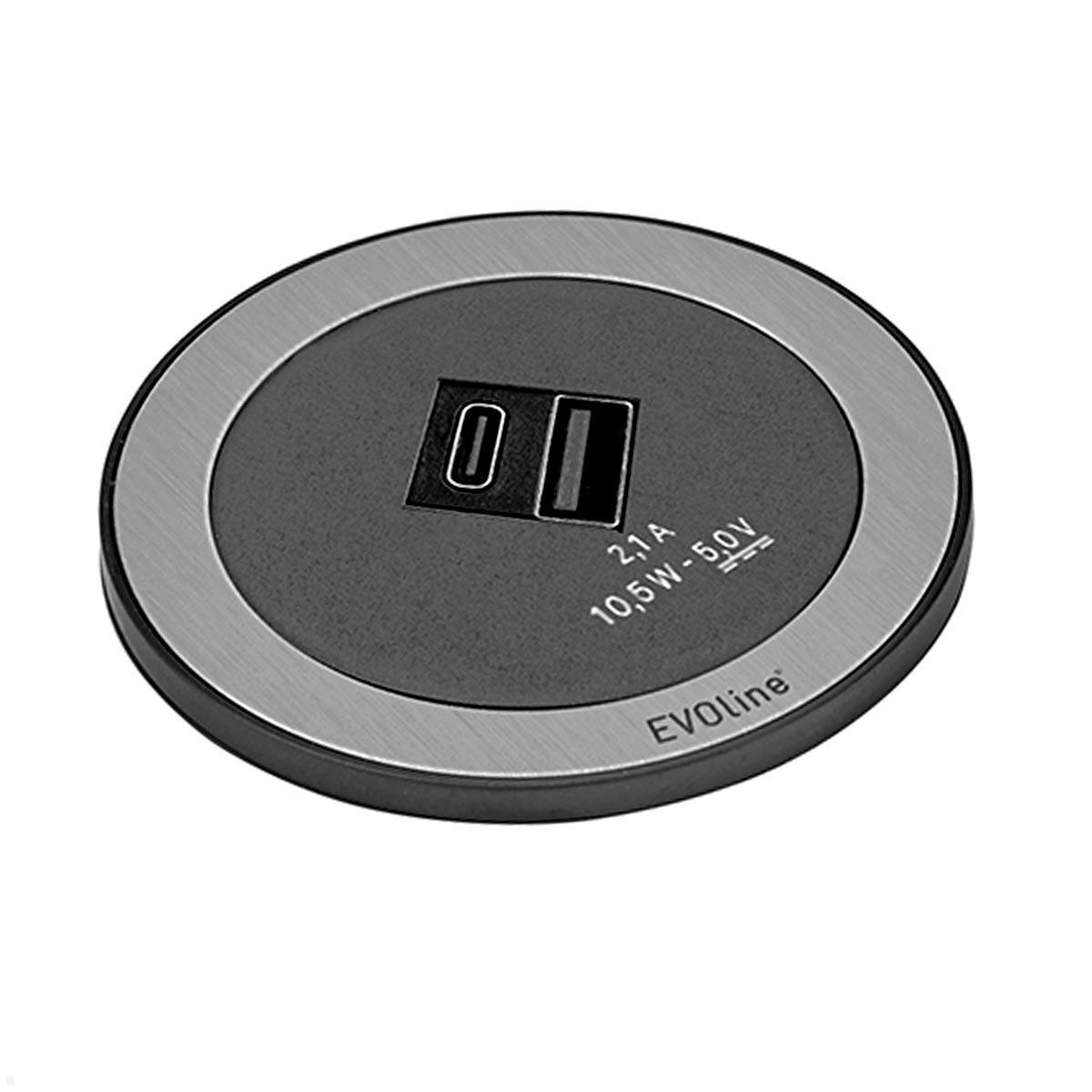 EVOline One mit USB-A/C Charger in schwarz / edelstahl von EVOline