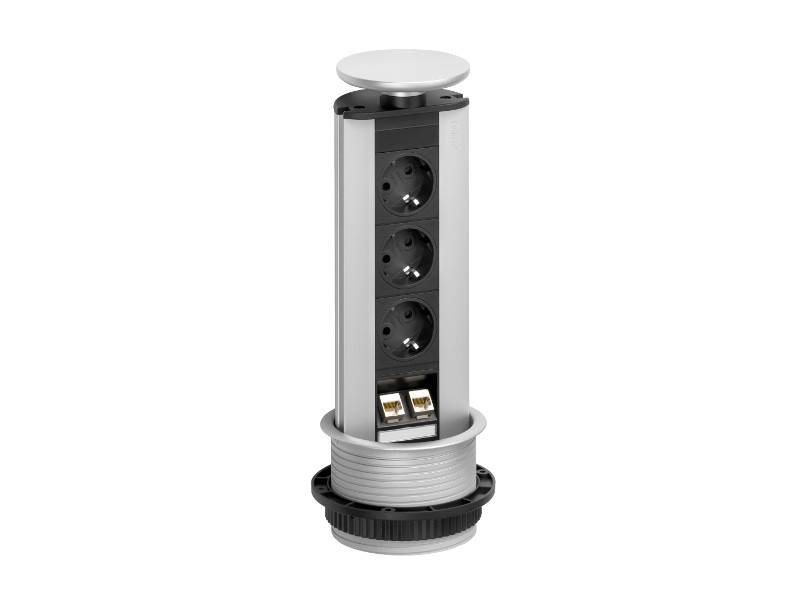 EVOline Port Data 3-fach versenkbare Steckdose 2x CAT6, silber von EVOline