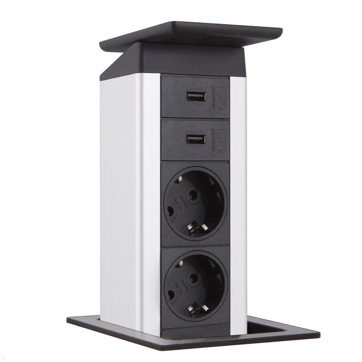 EVOline Port Push 2-fach Einbausteckdose, 2x USB, schwarz, silber/Edelstahl EVOline Port Push 2-fach Einbausteckdose, 2x USB, schwarz, silber/Edelstahl von EVOline