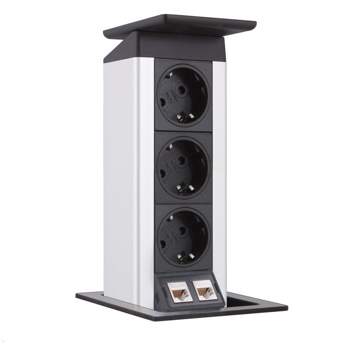 EVOline Port Push DATA 3-fach Einbausteckdose, 2x CAT6, schwarz, silber/Edelstah... EVOline Port Push DATA 3-fach Einbausteckdose, 2x CAT6, schwarz, silber/Edelstah... von EVOline