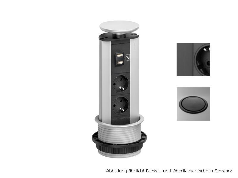 EVOline Port Steckdose 2-fach mit 2x USB Charger, schwarz von EVOline