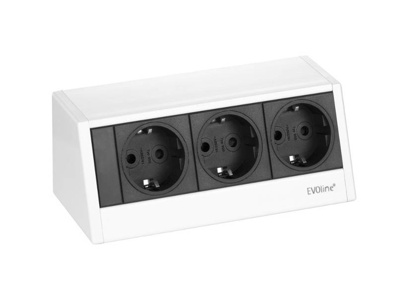 EVOline R-Dock small Tischanschlussfeld 3-fach Steckdose, wei? von EVOline