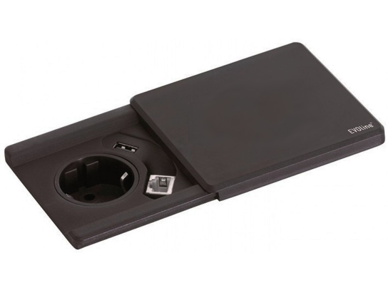 EVOline Square80 ohne Qi-Ladefunktion mit CAT6 Buchse schwarz von EVOline