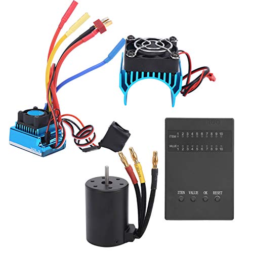 3650 Motor 2300KV 80A bürstenloser ESC mit Programmkarte Kühlkörper für 1/10 RC -Auto Black Metall Plastik von EVTSCAN