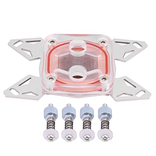 CPU-Wasserkühlungsblock, Computer-CPU-Wasserkühler-Kühlblock, G1 / 4-POM-Abdeckung mit roter Kupferbasis und Wasserstraße für AMD AM4 von EVTSCAN