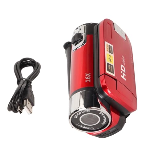 EVTSCAN Digitalkamera 1080p 16 MP HD 16x Zoom Anti Shake Handheld Camera LED Fülllicht (Rot) von EVTSCAN