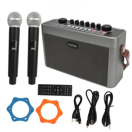 Karaoke Machine 2 Wireless Mikrofon -Soundkarte Bluetooth -Lautsprecher tragbar für den Innensang im Freien Karaoke Machine 2 Wireless Mikrofon -Soundkarte Bluetooth -Lautsprecher tragbar für den Innensang im Freien von EVTSCAN