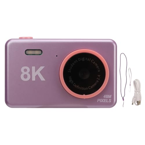 Kids Digitalkamera 48MP HD Dual Camera 2.4 Zoll IPS Bildschirm Tragbare kompakte süße Selfie -Kamera Kinder Jungen Mädchen Weihnachtsgeburtstag Geschenke (Purple) von EVTSCAN