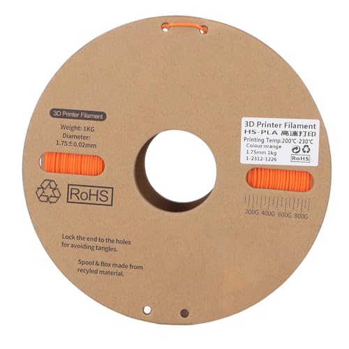 PLA -Filament 1,75 mm Bündel 3D -Drucker Verbraucher für hohe Geschwindigkeit 30 bis 600 mm/s Druck Orange von EVTSCAN