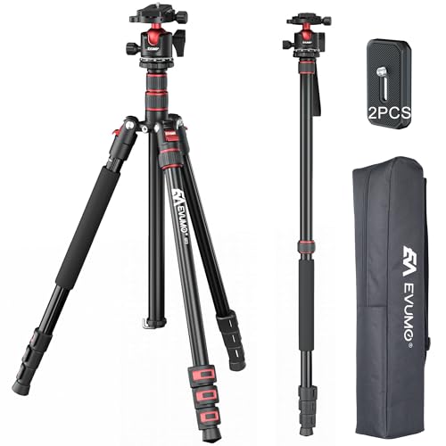 EVUMO Kamera-Stativ 203cm, Kamerastativ Overhead Dslr-Camera-Tripod-Mit-36mm-Kugelkopf und Monopod Function, Videostativ Für Camcorder, Spiegelreflexkameras Mit 2 Schnellwechselplattes, 8kg Tragkraft EVUMO Kamera-Stativ 203cm, Kamerastativ Overhead Dslr-Camera-Tripod-Mit-36mm-Kugelkopf und Monopod Function, Videostativ Für Camcorder, Spiegelreflexkameras Mit 2 Schnellwechselplattes, 8kg Tragkraft von EVUMO