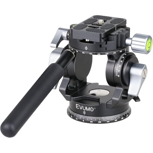 EVUMO Mäßig Stativ Stativkopf, Doppelpanorama 360-Grad-Kamera-Stativ-Videokopf, 520g Fluidkopf Pan Tilt Head Kompatibel Mit Arca-Swiss QR Platte, DSLR, Unabhängige Verschlüsse, 8kg Tragkraft EVUMO Mäßig Stativ Stativkopf, Doppelpanorama 360-Grad-Kamera-Stativ-Videokopf, 520g Fluidkopf Pan Tilt Head Kompatibel Mit Arca-Swiss QR Platte, DSLR, Unabhängige Verschlüsse, 8kg Tragkraft von EVUMO