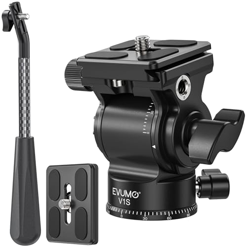 EVUMO Stativ Fluidkopf Mit 2 Schnellwechselplatte, 360-Grad-Kamera-Stativ-Videokopf, 260g Stativkopf Stabiler Adapter Für Stative, DSLR, Low-Gravity-Panoramakopf Arca-Swiss-Kompatibel, 4kg Tragkraft EVUMO Stativ Fluidkopf Mit 2 Schnellwechselplatte, 360-Grad-Kamera-Stativ-Videokopf, 260g Stativkopf Stabiler Adapter Für Stative, DSLR, Low-Gravity-Panoramakopf Arca-Swiss-Kompatibel, 4kg Tragkraft von EVUMO