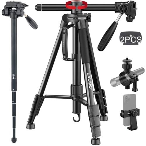 EVUMO Kamera Stativ 167cm, Aluminium Fotostativ, Video Stative, Tragbares Camera Tripod, Aluminium Stativ Kamera mit 90 Grad Schwenkbarer Mittelsäule, Dreibein-Stative Für DSLR Camcorder,Tragfähig 5kg EVUMO Kamera Stativ 167cm, Aluminium Fotostativ, Video Stative, Tragbares Camera Tripod, Aluminium Stativ Kamera mit 90 Grad Schwenkbarer Mittelsäule, Dreibein-Stative Für DSLR Camcorder,Tragfähig 5kg von EVUMO