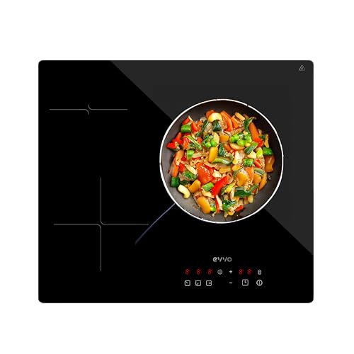 EVVO Glaskeramik-Kochfeld, 3 Kochplatten, maximale Leistung 5.700 W, Kindersicherung, 9 Leistungsstufen, max. Durchmesser 30 cm, Touch-Steuerung, automatische Abschaltung, Wärmeanzeige (Modell: V60) von EVVO