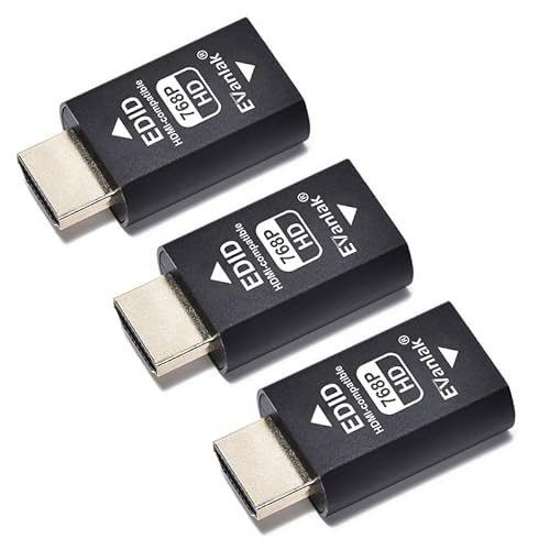 EVanlak HDMI Edid Emulator Passthrough Eliminated Emulator Adapter 3rd Generrtion Work with Mac Thunderbolt to HDMI Switches/Extender/AV Receiver/Video Splitters -1024X768@60hz 3pack von EVanlak