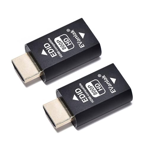 EVanlak HDMI-Emulator-Dongle eliminiert Emulator-Adapter 3. Generation, funktioniert mit Mac Thunderbolt auf HDMI-Switches/Extender/AV-Receiver/Video-Splitter, 1280 x 800 bei 60 Hz, 2 Stück… von EVanlak