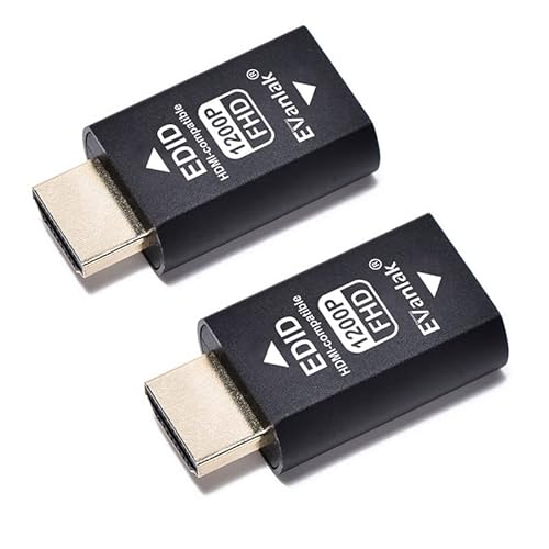 EVanlak HDMI-Emulator-Dongle eliminiert Emulator-Adapter 3. Generation, funktioniert mit Mac Thunderbolt auf HDMI-Switches/Extender/AV-Receiver/Video-Splitter – 1920 x 1200 @ 59 Hz-2er-Pack… von EVanlak