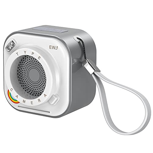 EWA Kabelloser Mini-Bluetooth-Lautsprecher mit Umhängeband, mit Bass-Radiator, einzigartiger Kamera-Look, unterstützt TF-Karten, klein Aber hohe Lautstärke, tragbar (Schwarz) von EWA