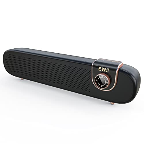 EWA L102 Retro-Bluetooth-Lautsprecher mit lautem und ausgewogenem tiefen Klang, tragbare drahtlose Lautsprecher-Soundbar, 12 Stunden Spielzeit, Bluetooth 5.0, Unterstützung Aux-in, für Party (Schwarz) von EWA