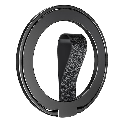 EWA MagOne (Loop Edition) 2023 [Compatible with Magsafe] Phone Grip Stand with Faux Leather Finger Loop Strap, Removable Magnetic Ring Holder Kickstand Loop, Only for iPhone 15, 14, 13, 12 von EWA