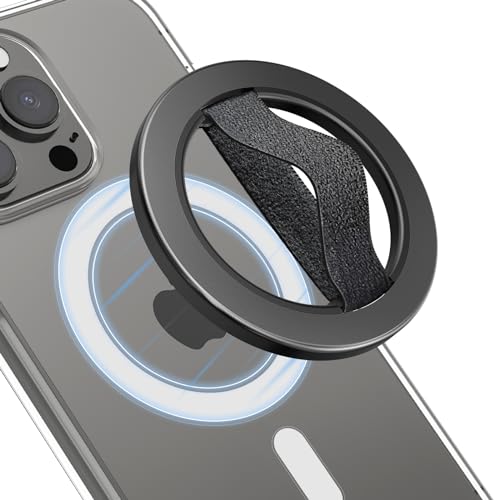 EWA MagOne Solo Handygriff mit austauschbarer elastischer Fingerschlaufe, abnehmbarer Magnetring-Halterschlaufe, Zubehör für iPhone 16, 15, 14, 13 Pro/Max/Plus, kein Ständer, Schwarz EWA MagOne Solo Handygriff mit austauschbarer elastischer Fingerschlaufe, abnehmbarer Magnetring-Halterschlaufe, Zubehör für iPhone 16, 15, 14, 13 Pro/Max/Plus, kein Ständer, Schwarz von EWA